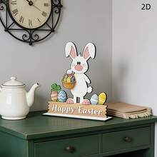 1pc 2D Flat Easter Bunny Welcome Sign - Wooden Door Hanger With "Welcome" Text, Pink Accents And Bunny Ears, Suitable For Holiday Home Decor, 2D Flat - 1PC - View 5