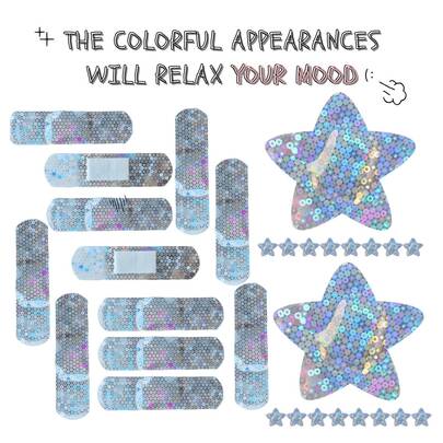 25/50pcs Sparkling Patches (Star & Striped Shapes) Individually Packaged Stickers | Multi-Functional | Playful Designs | Suitable For School, Office, Sports, Outdoors & Party(Office Supplies Sticky