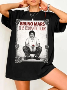 B-Bruno M-Mars Romantic Tour Graphic T-Shirt - Streetwear For Music Lovers - Gift For Fans - màu đen - Xem 6
