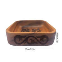 1pc Walnut Wood Tray, Gift, Chinese Traditional Snack Dry Fruit Creative Plate, Kitchen Countertop Storage - Brown - View 12