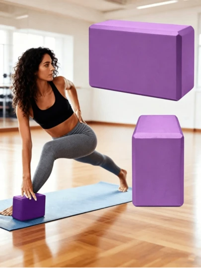 2 piezas Bloques de yoga, Bloques de Pilates, Bloques de espuma de yoga - Espuma EVA de apoyo sin látex - Superficie suave antideslizante con bordes biselados, Adecuado para yoga, Pilates, Meditación - Proporciona estabilidad, equilibrio, profundiza los estiramientos, mejora la flexibilidad, Excelente para el gimnasio en casa, estudio de yoga, equipo de entrenamiento de yoga y fitness, Morado/Rosa/Negro, Regalo ideal para amantes del yoga, Bloques de yoga morados, Bloques de espuma de yoga, Ladrillos de yoga