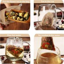 100pcs Tea Bag Filters, Disposable Tea Leaf Filter Bags Made Of Wood Pulp Compostable, Unbleached Empty Tea Bags With Drawstring, Suitable For Loose Tea, Coffee, Spices, Herbs - Khaki - View 7