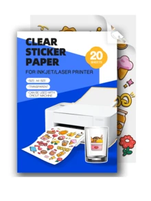 10/20 Sheets A4 Transparent Printable Sticker Paper, Suitable For Inkjet/Laser Printer, Stickers And Labels, Self-Adhesive Non-Waterproof Paper, 100% Transparent Tear-Resistant, Applicable For DIY, Back To School And Handmade Decoration - Single Piece - View 10