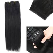 ZHENDEFA 8 lọn tóc nối kẹp bằng tóc trinh nữ Brazil loại 10A, 120g màu đen tự nhiên, tóc nối liền mạch hai lớp vô hình dành cho nữ. - SNatural - Xem 6