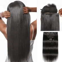 ZHENDEFA 120g Remy Human Hair Clip-In Extensions, 8pcs Invisible Straight No-Trace Hair Clips, Natural Black - SNatural - View 3