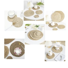 Khăn trải bàn tròn đan lát đường kính 12 inch (khoảng 30,4 cm), 13 inch (khoảng 33 cm) - Khăn trải bàn mây tre đan kiểu Bohemian, khăn trải bàn lục bình tự nhiên, khăn trải bàn đan lát kiểu nhà nông thôn, thảm trải bàn liễu đan lát mộc mạc, thích hợp cho bàn ăn, gia đình và đám cưới. - Màu be - Xem 5