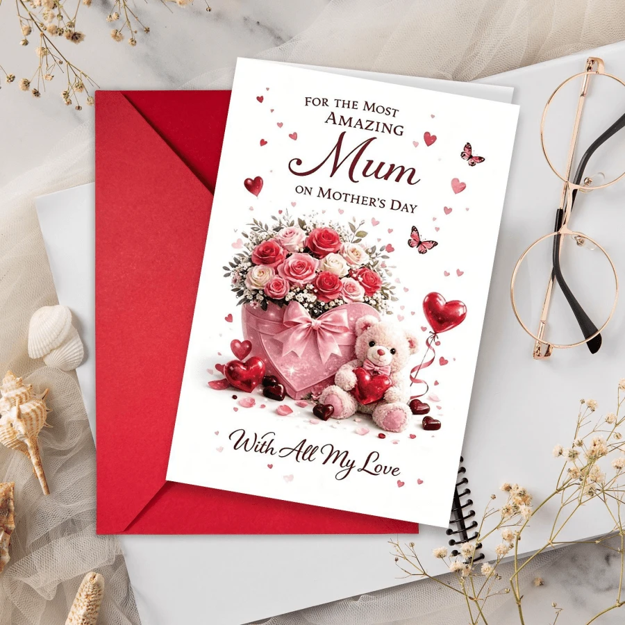 1pc Mother's Day Greeting Card Envelope Set, Cute & Warm Gift For Mom, Holiday Card - Multicolor - View 1