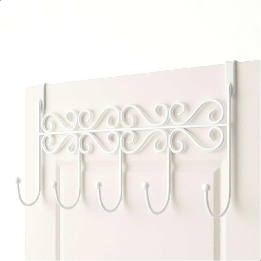 Cabideiro De Porta 5 Ganchos Para Organização De Roupas - Branco - Visão 1