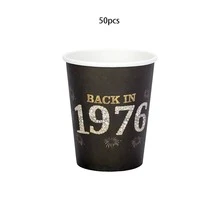 10/20/50個 1976復古黑金亮片鑽石設計紙杯，適用於50歲生日派對裝飾、中性款、50週年紀念同學會慶祝裝飾 - 1976 - 查看 8