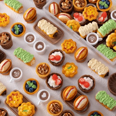 5/10/15 chiếc mô phỏng bánh quy, bánh bích quy, cà phê, bánh ngọt, món tráng miệng, dâu tây, việt quất, bánh trứng tart, bánh mì nhiều hình dạng hoạt hình dễ thương, làm từ nhựa resin để làm đồ thủ công DIY - Phụ kiện thu nhỏ đa dạng để trang trí tóc, kẹp tóc, móc khóa, ốp điện thoại, sổ lưu niệm, làm đồ trang sức DIY, mặt dây chuyền nhựa resin DIY, trang trí cốc và giày.
