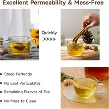100pcs Tea Bag Filters, Disposable Tea Leaf Filter Bags Made Of Wood Pulp Compostable, Unbleached Empty Tea Bags With Drawstring, Suitable For Loose Tea, Coffee, Spices, Herbs - Khaki - View 11