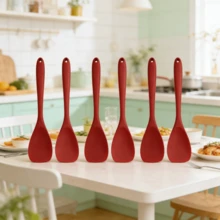 Muỗng và thìa silicon chống dính dùng để nướng và nấu ăn, dài 33 cm, chịu nhiệt, an toàn cho nhà bếp và máy rửa chén (Hồng/Cam/Xanh dương/Đỏ/Xanh lá cây/Đen, gói 1/2 chiếc) - 2 cái - Xem 10