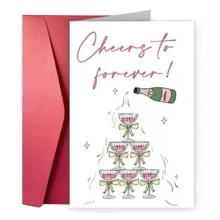 1张“永远幸福”订婚卡，送给情侣的结婚祝贺卡，送给她/他，浪漫卡片，送给未婚夫/妻、姐妹、兄弟、挚友 - 均碼 - 查看 2