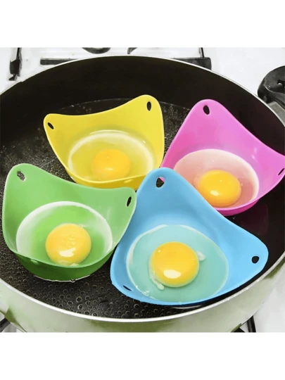 4pcs Silicone Egg Cooker Set, Kitchen Cooking Tools, Egg Poacher, Egg Cup, Egg Bowl, Air Fryer Egg Mold, Egg Slicer, Egg Cup Set, Kitchen Utensils, Kitchen Accessories, Baking Supplies