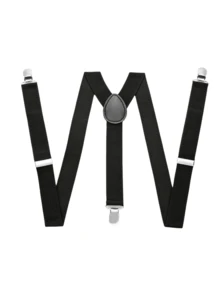 1 chiếc thắt lưng co giãn unisex với 3 kẹp điều chỉnh, thích hợp sử dụng hàng ngày. - màu đen - Xem 2