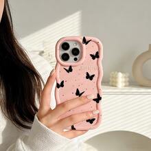 Butterfly Cute Cartoon Bow Phone Case Compatible With Samsung Galaxy A/S/FE/Plus/Ultra, Compatible With Xiaomi Note POCO, Reno , Honor, Hot Spark, Moto | Polka Dot Pastel Macaron Color, Cream Wave Edge, Full Body Shockproof Protective Cover For Girls Women INS Style - Multicolor - View 2