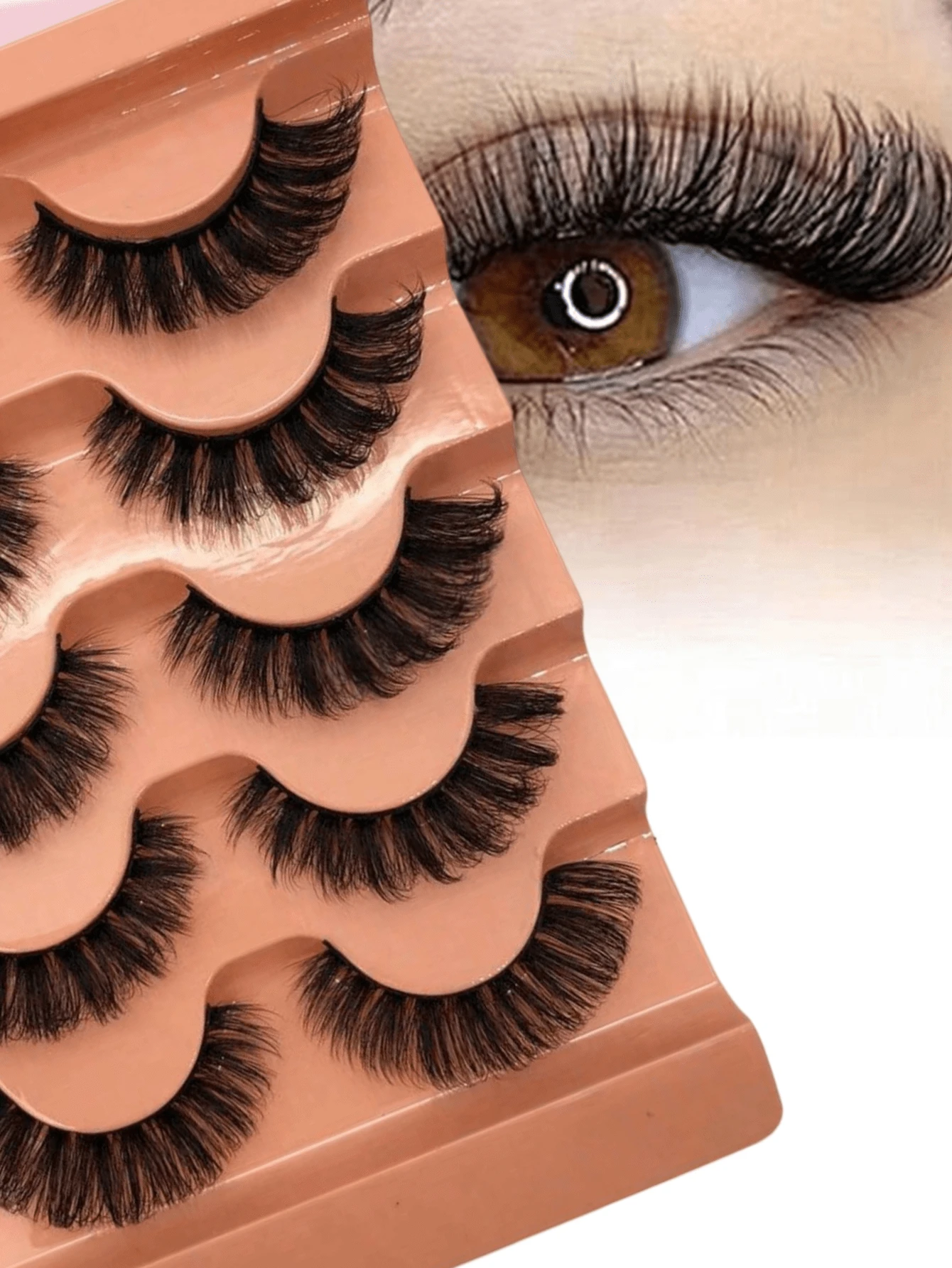 5对交叉式假睫毛，适合日常佩戴 - 黑色 - 查看 1