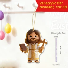 1 pieza Colgante de Jesús, Calcomanía colgante de acrílico plano 2D, Perfecto para decorar espejos retrovisores de automóviles, llaveros de bolso y accesorios de llavero, Un regalo cristiano inspirador. - Multicolor - Ver 5