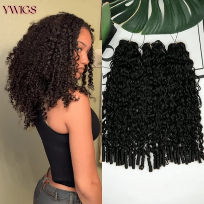 Y WIGS Tóc giả móc sợi xoăn tự nhiên, kiểu tóc xoăn nhẹ, 100% tóc thật, 150 sợi, 180g, dài 16-22 inch, màu tự nhiên, mềm mượt như lụa, kiểu tóc Goddess Locs, thích hợp cho mùa hè, Giáng sinh, cosplay, đám cưới, lễ hội âm nhạc.