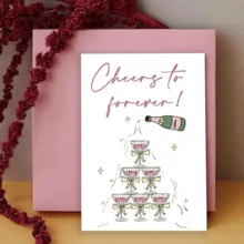 1张“永远幸福”订婚卡，送给情侣的结婚祝贺卡，送给她/他，浪漫卡片，送给未婚夫/妻、姐妹、兄弟、挚友 - 均碼 - 查看 3