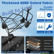 220 Lbs/450 Lbs/680 Lbs All-Terrain Heavy-Duty Folding Hand Truck, Large Capacity Camping Cart Suitable For Yard Shopping/Sports/Outdoor/Gardening Equipment Transport, Black Multi-Functional Tool Cart - 黑色 - 查看 4