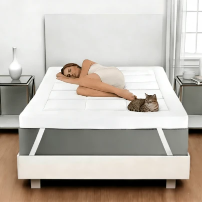 Tấm lót nệm bằng sợi microfiber dày 10cm với 4 dây chun ở 4 góc, thích hợp cho phòng ngủ, sàn nhà, chiếu tatami, phòng khách, khách sạn, sử dụng hàng ngày, quà tặng đám cưới và ngày lễ!