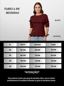 Blusa Tricot Feminino Manga Curta Canelada Básica Casual Elegante - Marsala - Visão 4