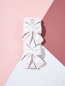 2 chiếc kẹp tóc nơ đen trắng cổ điển, kẹp tóc mái lệch đa năng, kiểu dáng nữ tính phù hợp cho học sinh. - trắng - Xem 2