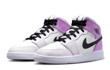 Jordan 1 Mid Barely Grape GS - White Powder - View 3