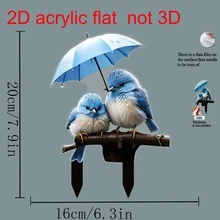 Đồ trang trí sân vườn hình chim 2D - Thiết kế chim xanh duyên dáng dưới ô dù, thích hợp cho lễ Phục sinh và các lễ hội theo mùa, trang trí sân vườn và hiên nhà ngoài trời, không cần nguồn điện, tuyệt vời cho việc làm vườn và trưng bày ngày lễ, trang trí theo mùa | Thiết kế nghệ thuật chim | Chất liệu bền ngoài trời - Nhiều màu - Xem 13