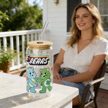 CARE BEARS 1个可爱玻璃吸管杯，饰有幸运熊和爱心图案，经久耐用，防漏，是送给家人、朋友、圣诞节和任何场合的完美礼物。 - 彩色 - 查看 12