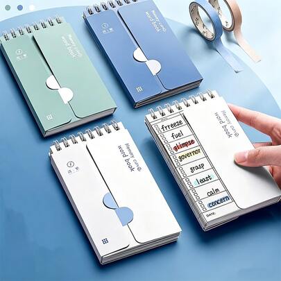 Bộ 4 vở ghi từ vựng cầm tay - Bìa viết im lặng, chất liệu giấy, không cần tẩy lông, kẻ ô học thuật - Công cụ hỗ trợ học tiếng Anh/tiếng Nhật bỏ túi.