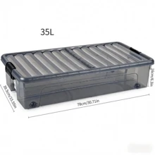 35 l Boîte de rangement sous le lit à grande capacité, transparent / gris transparent en option, avec roulettes et boucles, convient aux espaces étroits, anti-poussière et anti-humidité, rangé et gain de place. - Multicolore - Voir 9