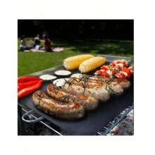 2 piezas Forros para horno, fáciles de limpiar, protegen la parte inferior del horno/estufa, antiadherentes y resistentes al calor, aptos para uso doméstico, exterior, campamento y barbacoa - Negro - Ver 4