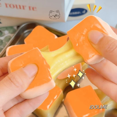 1pc Creative Brushed Rice Cake Kneading Music, Can Tear And Pull Simulated Rice Cake, IDOLME, Ultra Soft Clay Texture, Slow Rebound Kneading, Cute And Soft Rice Cake, A Stress Relieving And Emotional Release Tool, Suitable For Birthday Gifts, Holiday Gifts, And Party Gifts, A Must-Have For Stress Relief And Emotional Releas