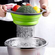 Collapsible Strainer Set, Includes Foldable Colander, Suitable For Kitchen, Small Round Funnel With Base And Handle, For Pasta, Fruit, Vegetables - Space-Saving Kitchen Strainer - Round - View 7
