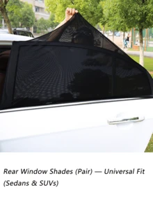 2Pcs Car Window Sun Shade Mosquito Net, Elastic Mesh Car Window Screen, UV Protection Privacy Sunshade For Car, SUV, Universal Fit - A - View 12