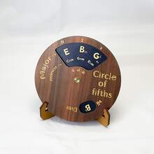 OUMINGYQ 5-Degree Circle Turntable With Stand, Wooden Music Theory Learning Tool, Guitar Piano Chord Diagram, Music Education Gift, Home Decor And Practice Accessory - Camel - View 9