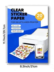 10/20 Sheets A4 Transparent Printable Sticker Paper, Suitable For Inkjet/Laser Printer, Stickers And Labels, Self-Adhesive Non-Waterproof Paper, 100% Transparent Tear-Resistant, Applicable For DIY, Back To School And Handmade Decoration - Single Piece - View 4