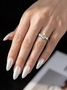 1 chiếc nhẫn bạc 925 đính 3 viên đá Moissanite và kim cương - Thanh lịch và sang trọng, thích hợp làm quà tặng đính hôn, cưới, sinh nhật bạn thân, kỷ niệm hoặc quà cưới cho cô dâu. - Nhẫn moissanite ba viên kim cương - 1CT - Xem 7