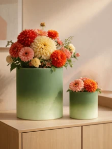 1pc Dopamine Gradient Flower Vase/Planter, Suitable For Indoor/Outdoor Garden Balcony Plants, Colorful Flower Pot, Home Decor/Gift - 1PC - View 1