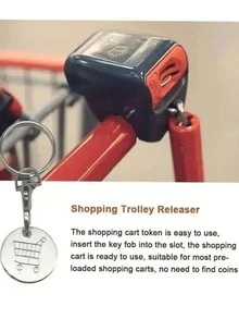 1/3 Supermarket Shopping Cart Token, Stainless Steel Metal Keychain With Shopping Cart Unlock Key Decoration - Multicolor - View 5