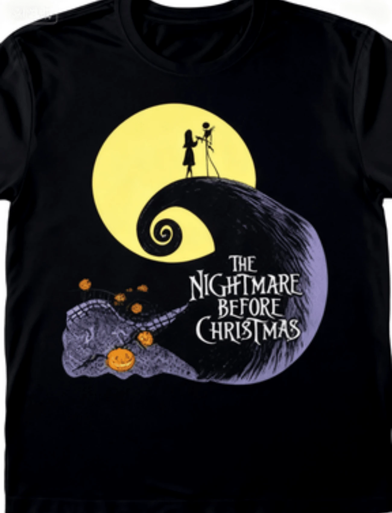 Casual Women's Black Nightmare Before Christmas Print T-Shirt With Round Neck And Short Sleeves In Knitted Fabric - màu đen - Xem 1
