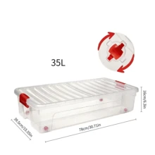 35 l Boîte de rangement sous le lit à grande capacité, transparent / gris transparent en option, avec roulettes et boucles, convient aux espaces étroits, anti-poussière et anti-humidité, rangé et gain de place. - Multicolore - Voir 7