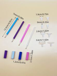 4-Color Diamond Painting Pen Set (Purple, Transparent, Pink, Blue), With Anti-Slip Foam Grip And Interchangeable Pen Tips, Suitable For 5D Diamond Painting, Rhinestone Sticking, DIY Crafts - Drill Pen Set - View 9