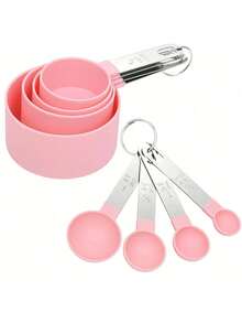 8pcs Stackable Measuring Cups And Spoons Set, Nested Stainless Steel Handle Measuring Cups, Kitchen Tools For Cooking And Baking - Multicolor - View 10