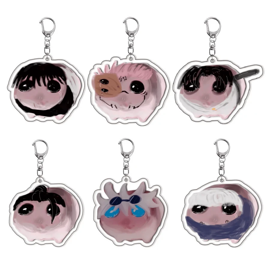 Móc khóa acrylic hình chuột hamster JUJU & TSU KAISEN, họa tiết hoạt hình dễ thương, dùng để móc túi xách, phụ kiện vali, mặt dây chuyền điện thoại, đồ trang trí xe hơi.
