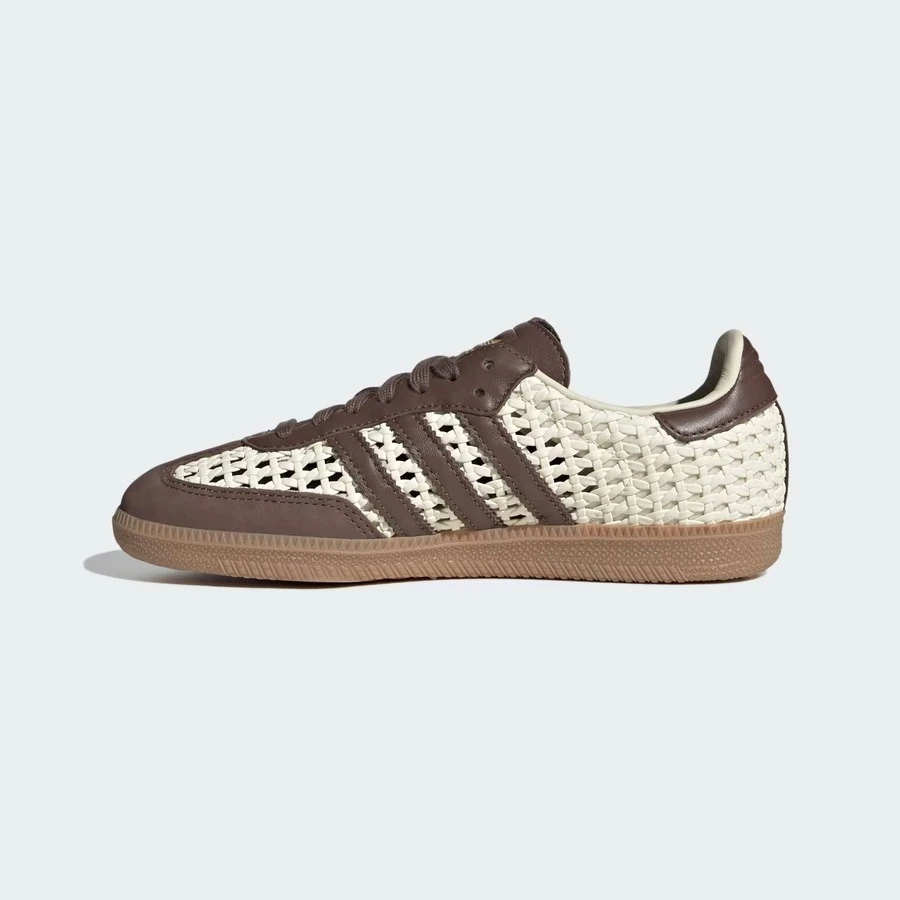Adidas Samba OG Silver Metallic Cracked Leather Women's JR0035 | Retro Heritage Style, Timeless Silhouette - 棕色 - 查看 1