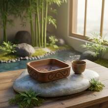1pc Walnut Wood Tray, Gift, Chinese Traditional Snack Dry Fruit Creative Plate, Kitchen Countertop Storage - Brown - View 2
