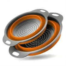 Collapsible Strainer Set, Includes Foldable Colander, Suitable For Kitchen, Small Round Funnel With Base And Handle, For Pasta, Fruit, Vegetables - Space-Saving Kitchen Strainer - Round - View 8